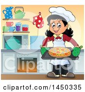 Poster, Art Print Of Happy Woman Making A Pizza In A Kitchen