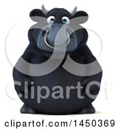 Clipart Graphic Of A 3d Black Bull Character On A White Background Royalty Free Illustration