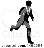 Poster, Art Print Of Black And White Silhouetted Business Man Running