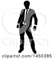 Clipart Graphic Of A Black And White Silhouetted Business Man Royalty Free Vector Illustration