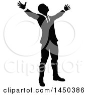 Poster, Art Print Of Black And White Silhouetted Business Man Worshipping