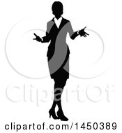 Poster, Art Print Of Black And White Silhouetted Business Woman Shrugging