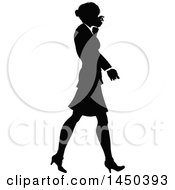 Poster, Art Print Of Black And White Silhouetted Business Woman Walking