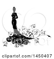 Poster, Art Print Of Silhouetted Black And White Bride In Her Wedding Dress With Swirls