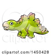 Clipart Graphic Of A Cartoon Green Stegosaur Dino Royalty Free Vector Illustration