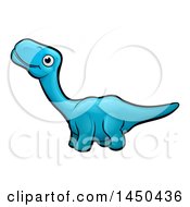Clipart Graphic Of A Cartoon Blue Apatosaurus Dino Royalty Free Vector Illustration