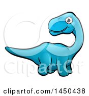 Poster, Art Print Of Cartoon Blue Apatosaurus Dino