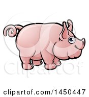 Poster, Art Print Of Cartoon Happy Pig With A Curly Tail