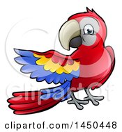 Poster, Art Print Of Cartoon Scarlet Macaw Parrot Presenting To The Left