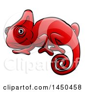 Poster, Art Print Of Cartoon Happy Red Chameleon