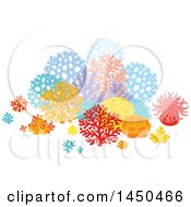 Poster, Art Print Of Group Of Colorful Sea Fans Corals And Anemones
