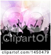 Clipart Graphic Of A Crowd Of Silhouetted Dancers Against Pink Lights Royalty Free Vector Illustration