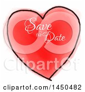 Poster, Art Print Of Red And Black Watercolor Heart With Save The Date Text