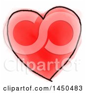 Clipart Graphic Of A Red And Black Watercolor Heart Royalty Free Vector Illustration