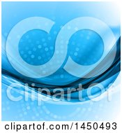 Poster, Art Print Of Blue Abstract Background With Halftone Dots And Waves