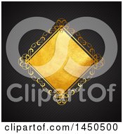 Poster, Art Print Of Fancy Golden Diamond Frame Over A Black Background