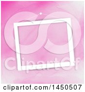 Clipart Graphic Of A Blank White Picture Frame Hanging Over Pink Watercolor Royalty Free Vector Illustration by KJ Pargeter