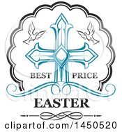 Clipart Graphic Of A Cross With Doves And Text Royalty Free Vector Illustration