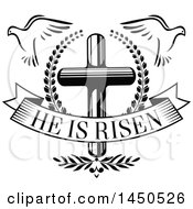 Poster, Art Print Of Black And White Cross With Doves And Text