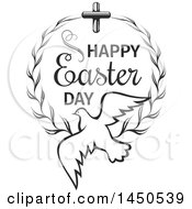 Poster, Art Print Of Black And White Cross And Wreath With A Dove And Text