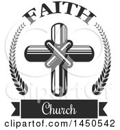 Clipart Graphic Of A Black And White Cross And Text Royalty Free Vector Illustration
