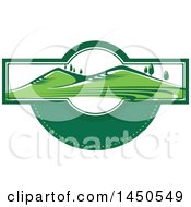 Clipart Graphic Of A Green Landscape With Hills And Trees With Text Space Royalty Free Vector Illustration