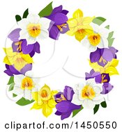 Poster, Art Print Of Wreath Made Of Daffodils And Narcissus Flowers