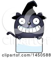 Poster, Art Print Of Cartoon Witch Cat Character Mascot Over A Blank Sign