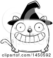 Clipart Graphic Of A Cartoon Black And White Grinning Witch Cat Character Mascot Royalty Free Vector Illustration