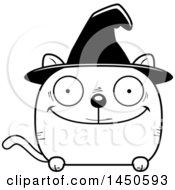 Clipart Graphic Of A Cartoon Black And White Happy Witch Cat Character Mascot Royalty Free Vector Illustration