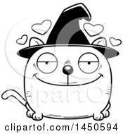 Clipart Graphic Of A Cartoon Black And White Loving Witch Cat Character Mascot Royalty Free Vector Illustration