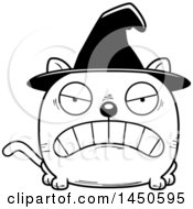 Clipart Graphic Of A Cartoon Black And White Mad Witch Cat Character Mascot Royalty Free Vector Illustration