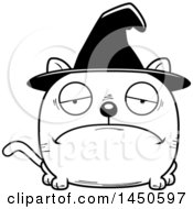 Clipart Graphic Of A Cartoon Black And White Sad Witch Cat Character Mascot Royalty Free Vector Illustration