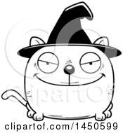 Clipart Graphic Of A Cartoon Black And White Sly Witch Cat Character Mascot Royalty Free Vector Illustration