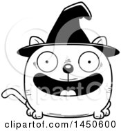 Clipart Graphic Of A Cartoon Black And White Smiling Witch Cat Character Mascot Royalty Free Vector Illustration