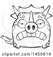 Poster, Art Print Of Cartoon Black And White Lineart Mad Triceratops Character Mascot
