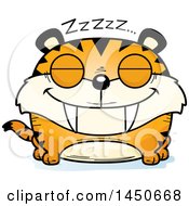 Poster, Art Print Of Cartoon Sleeping Saber Toothed Tiger Character Mascot