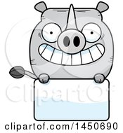 Poster, Art Print Of Cartoon Rhinoceros Character Mascot Over A Blank Sign
