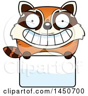 Cartoon Red Panda Character Mascot Over A Blank Sign