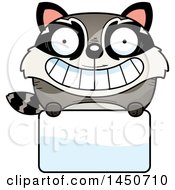 Poster, Art Print Of Cartoon Raccoon Character Mascot Over A Blank Sign