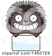 Poster, Art Print Of Cartoon Porcupine Character Mascot Over A Blank Sign