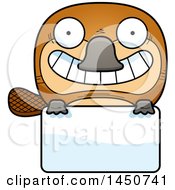 Poster, Art Print Of Cartoon Platypus Character Mascot Over A Blank Sign