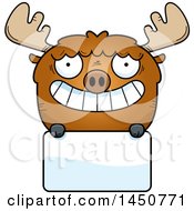 Poster, Art Print Of Cartoon Moose Character Mascot Over A Blank Sign