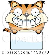 Poster, Art Print Of Cartoon Lynx Character Mascot Over A Blank Sign