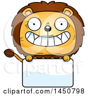Poster, Art Print Of Cartoon Male Lion Character Mascot Over A Blank Sign