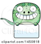 Poster, Art Print Of Cartoon Gecko Character Mascot Over A Blank Sign
