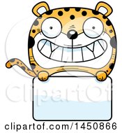 Poster, Art Print Of Cartoon Leopard Character Mascot Over A Blank Sign