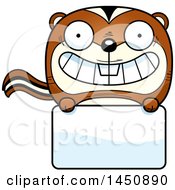 Poster, Art Print Of Cartoon Chipmunk Character Mascot Over A Blank Sign