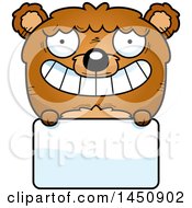 Poster, Art Print Of Cartoon Bear Character Mascot Over A Blank Sign