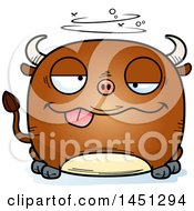 Clipart Graphic Of A Cartoon Drunk Bull Character Mascot Royalty Free Vector Illustration